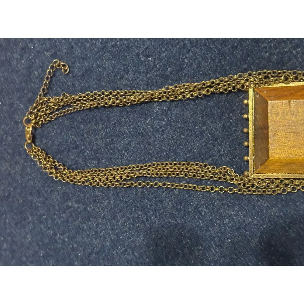Vintage Wooden 27in Art Deco Statement Necklace